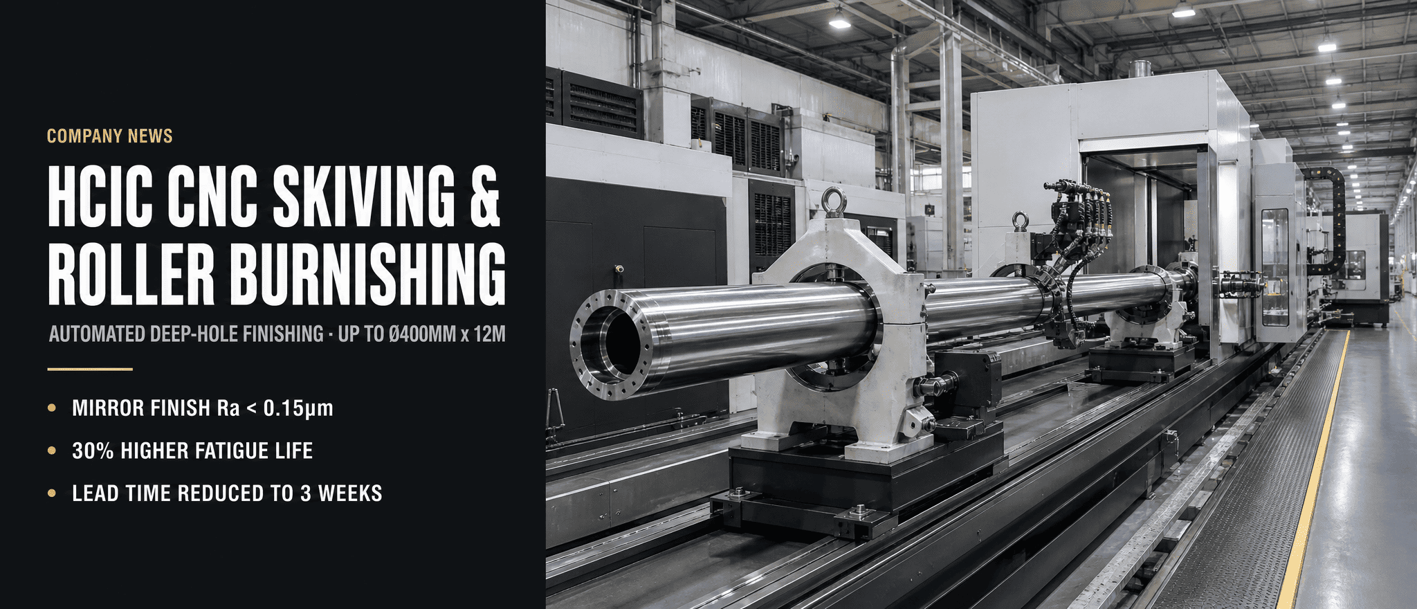 HCIC pune la dispoziție linie automată de înaltă precizie CNC Skiving și lustruire cu role pentru cilindri cu alezaj mare și cursă lungă